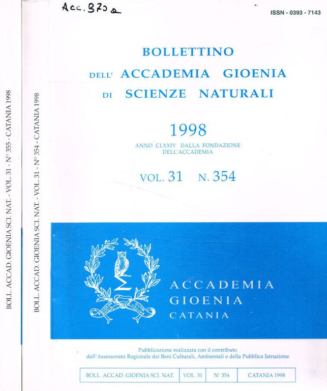 Bollettino dell'Accademia Gioenia di scienze naturali. Vol.31, n.354, 355, anno … | Immagine Gallery 2