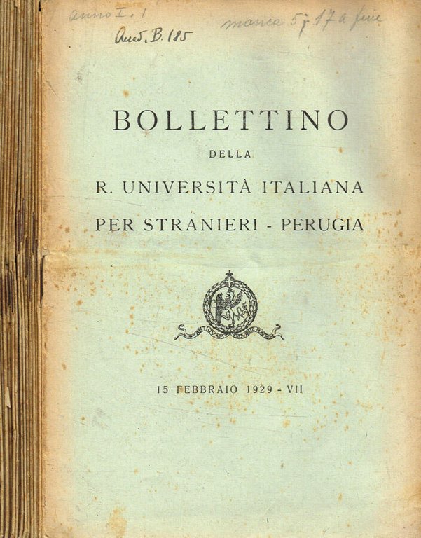 Bollettino della R.Università italiana per stranieri-Perugia