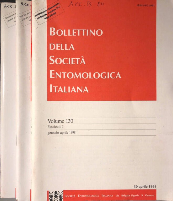 Bollettino della società entomologica italiana vol 130/1998 | Immagine Gallery 2