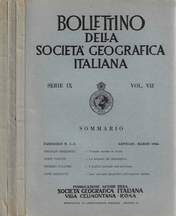 Bollettino della Società Geografica Italiana serie IX, vol. n. 1 …
