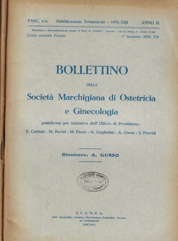 Bollettino della Società Marchigiana di Ostetricia e Ginecologia pubblicato per …