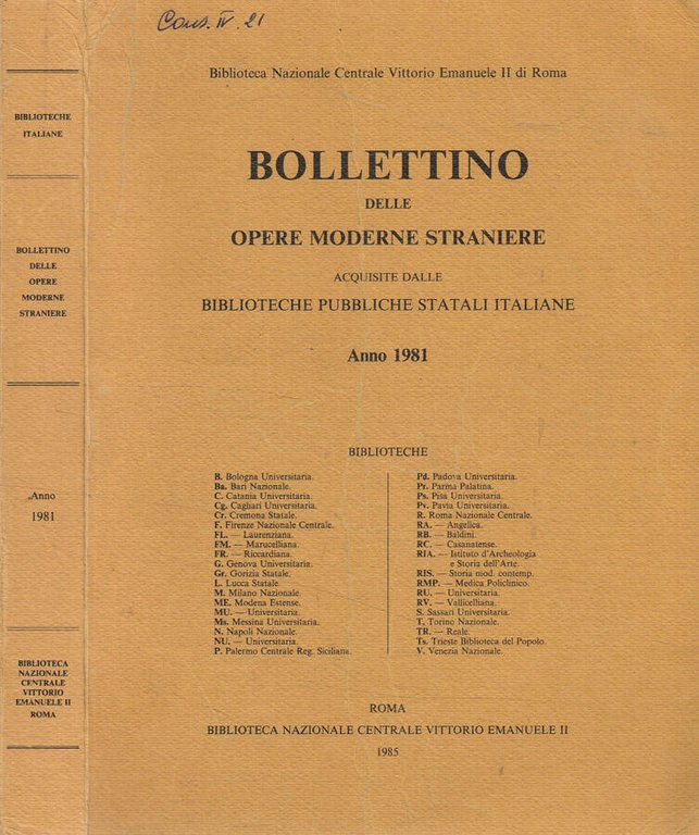 Bollettino delle opere moderne straniere acquisite dalle biblioteche pubbliche statali … | Immagine Gallery 2