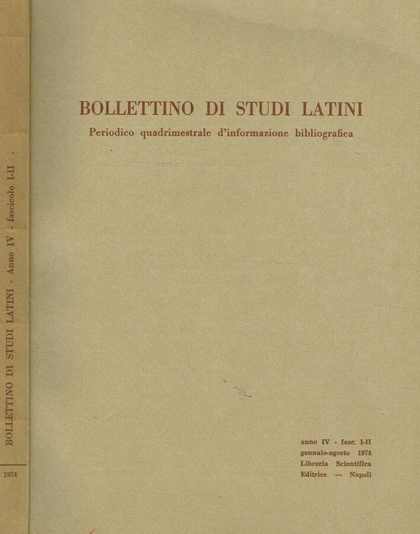 BOLLETTINO DI STUDI LATINI anno IV fasc.I II | Immagine Gallery 2