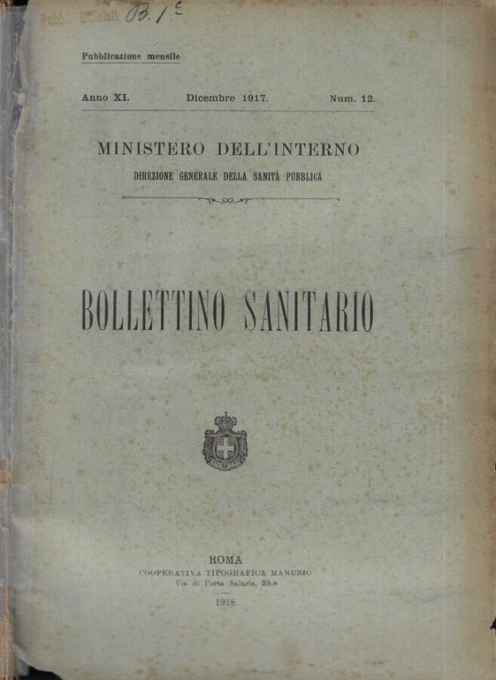 Bollettino Sanitario Dicembre 1917