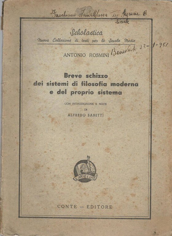 Breve schizzo dei sistemi di filosofia moderna e del proprio …