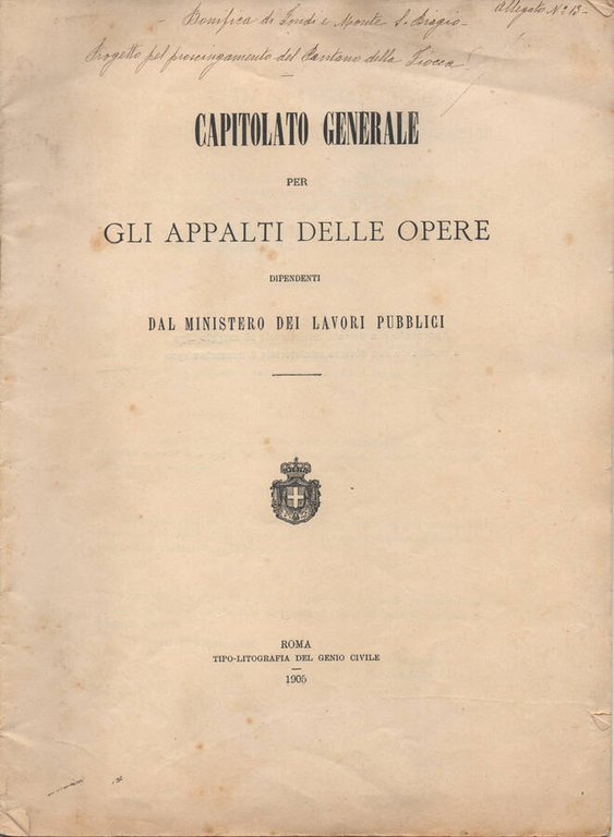 Capitolato Generale per gli appalti delle opere dipendenti dal Ministero …