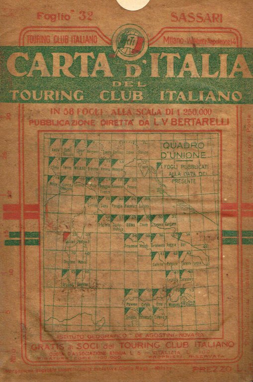 CARTA D'ITALIA DEL TOURING CLUB ITALIANO. SASSARI FOGLIO 32