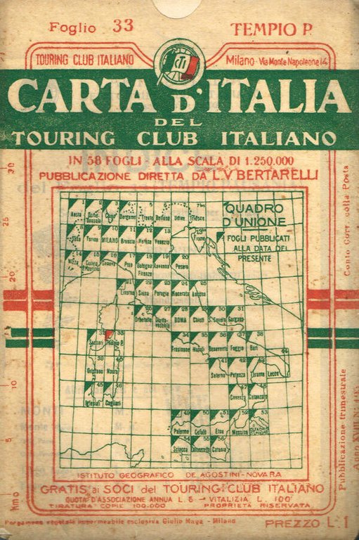 Carta d'Italia. Foglio 33 Tempio Pausania