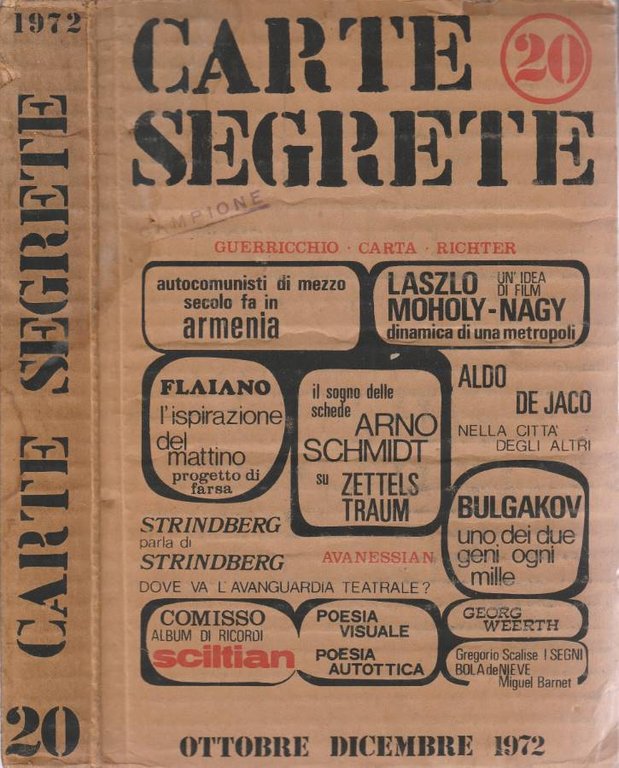 Carte segrete anno VI, n 20, ottobre-dicembre 1972