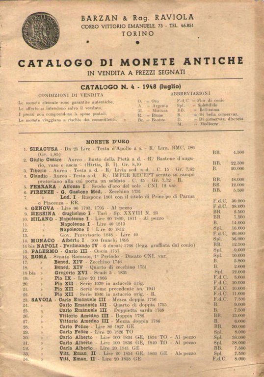 Catalogo di monete antiche