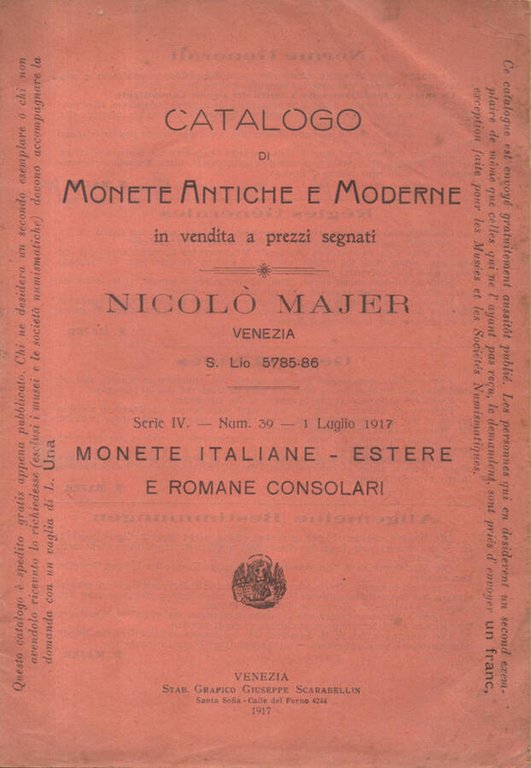 Catalogo di Monete Antiche e Moderne in vendita a prezzi …