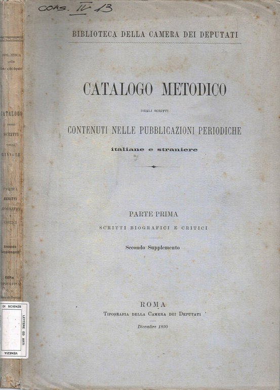 Catalogo metodico degli scritti contenuti nelle pubblicazioni periodiche