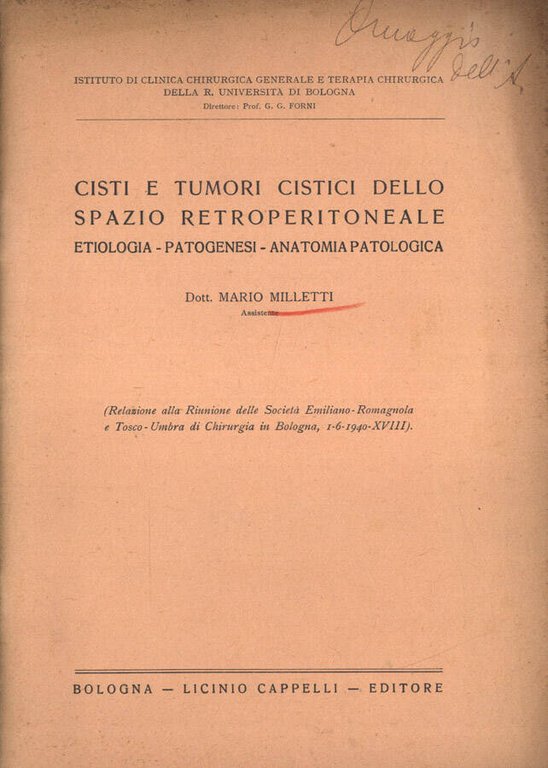 Cisti e tumori cistici dello spazio retroperitoneale