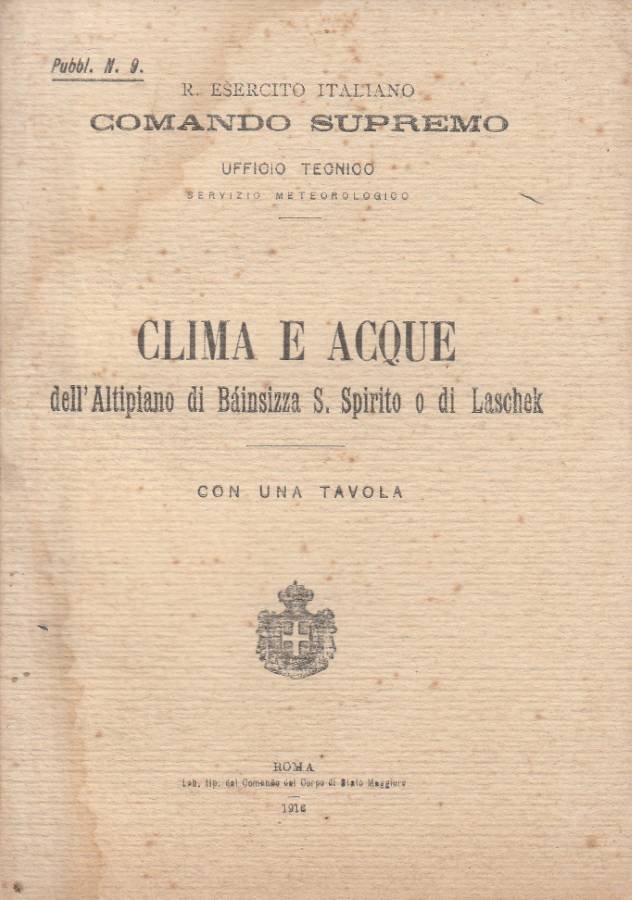 Clima e acque dell'Altipiano di Bainsizza S. Spirito o di …
