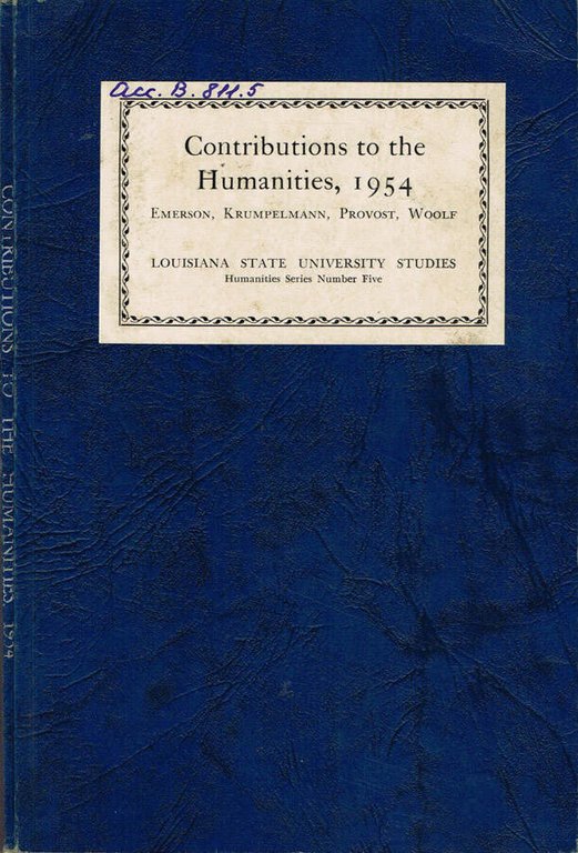 Contributions to the Humanities, 1954