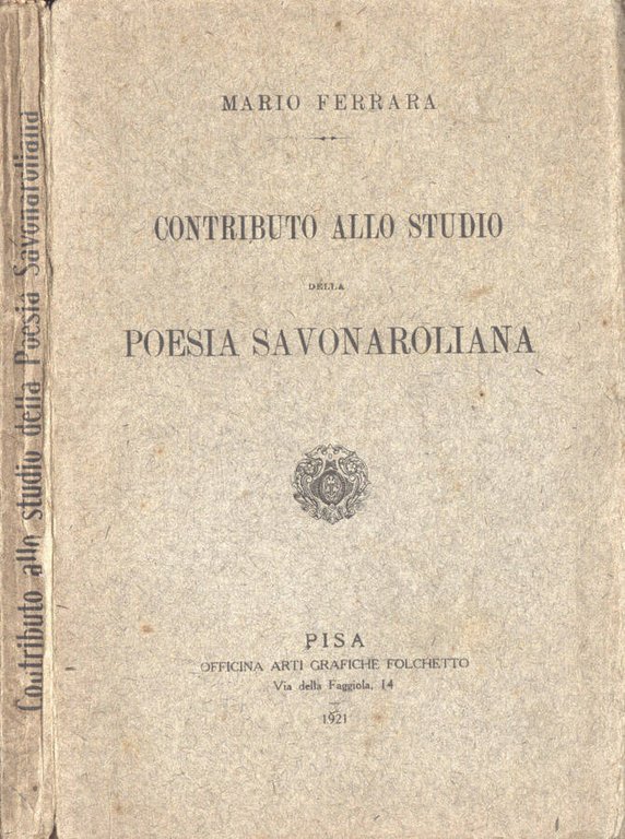 Contributo allo studio della poesia savonaroliana