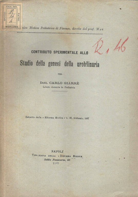 Contributo sperimentale allo studio della genesi della urobilinuria