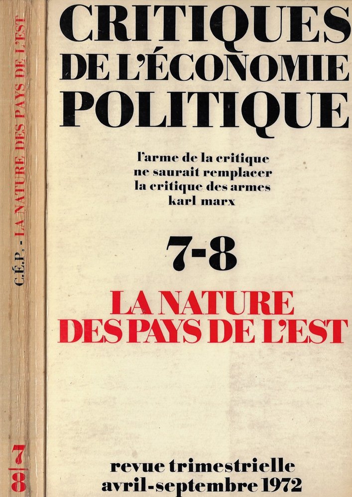 Critiques de l'economie politique. L'arme de la critique ne saurait …