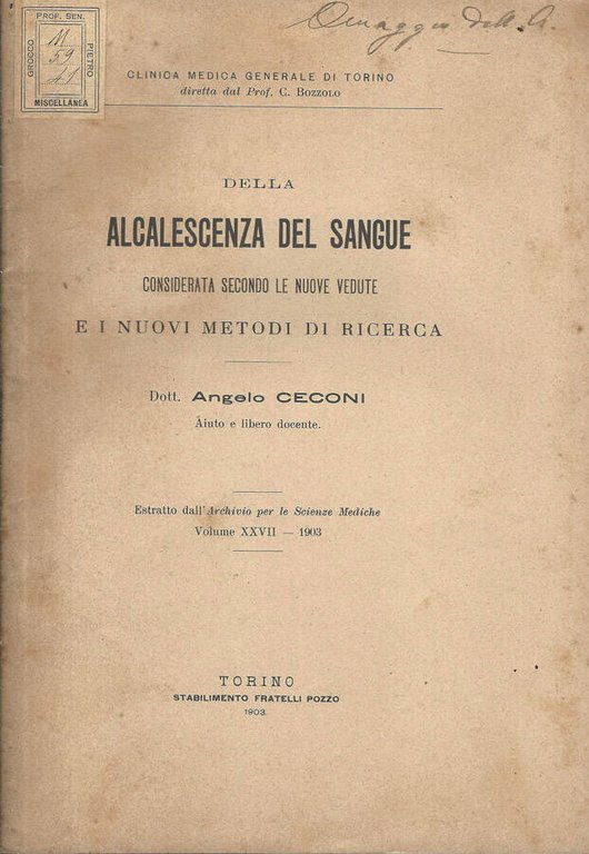Della alcalescenza del sangue