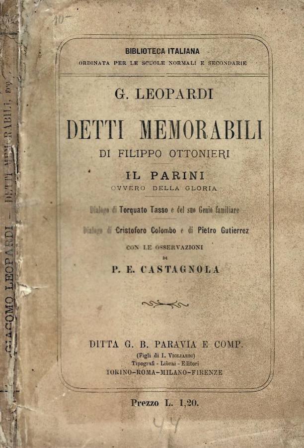 Detti memorabili di Filippo Ottonieri. Il Parini ovvero della gloria