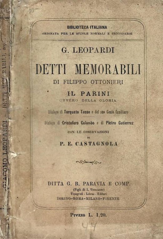 Detti memorabili di Filippo Ottonieri. Il Parini ovvero della gloria