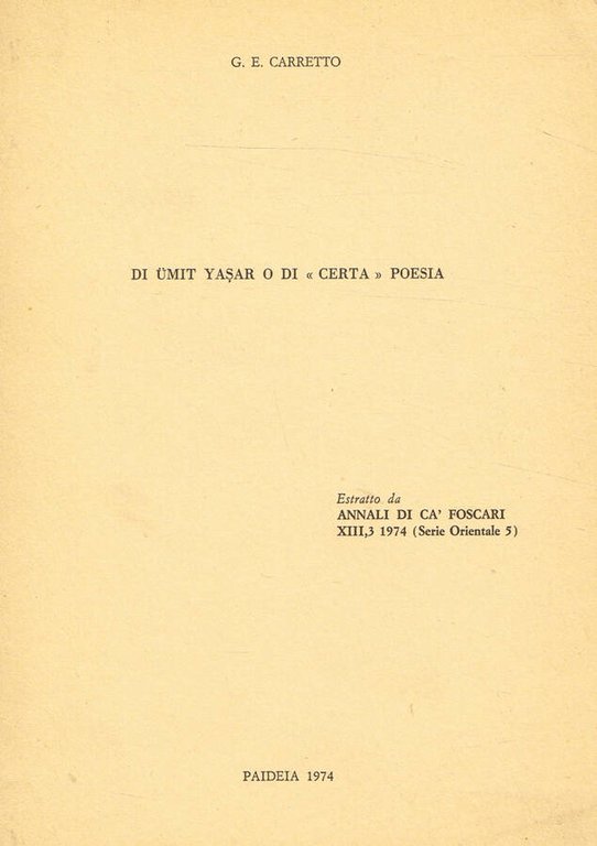 DI UMIT YASAR O DI CERTA POESIA