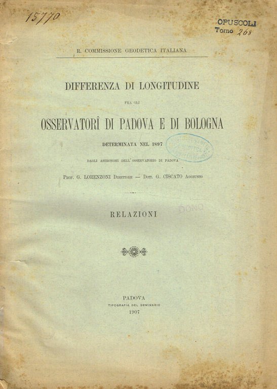 Differenza di longitudine fra gli osservatori di Padova e di … | Immagine Gallery 2