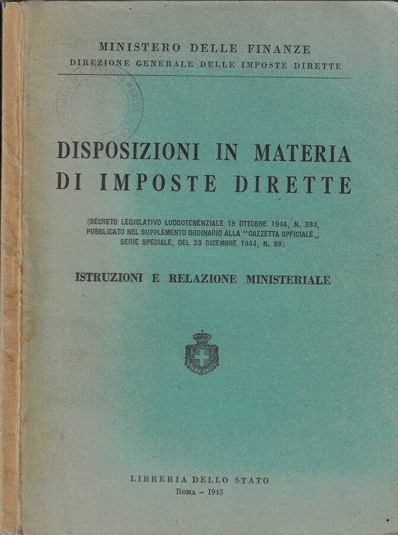 Disposizioni in materia di imposte dirette (decreto legislativo luogotenenziale 19 …