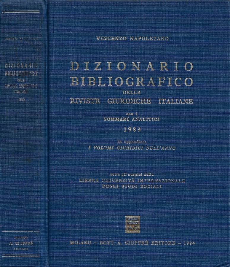 Dizionario Bibliografico delle Riviste Giuridiche Italiane 1983 (con i sommari … | Immagine principale