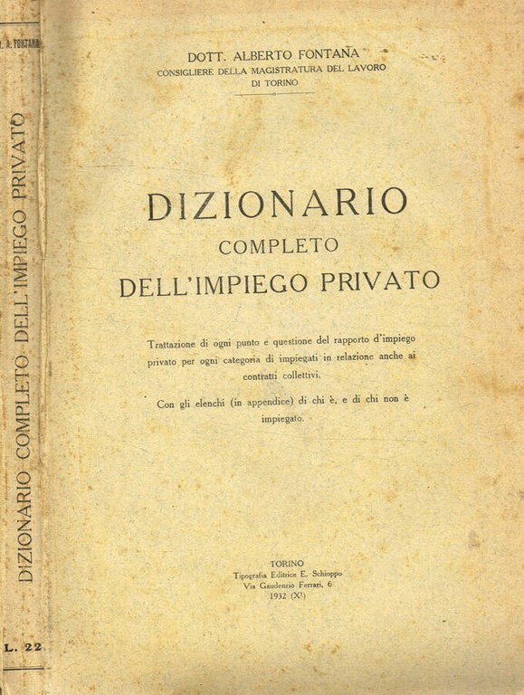 Dizionario completo dell'impiego privato