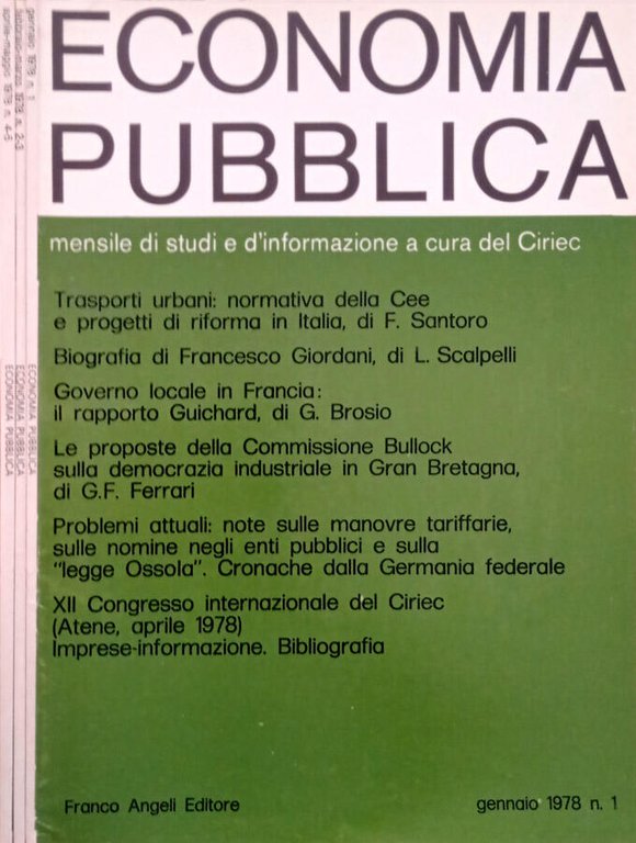 Economia pubblica anno 8 n.1-2-3,4-5 1978 | Immagine Gallery 2