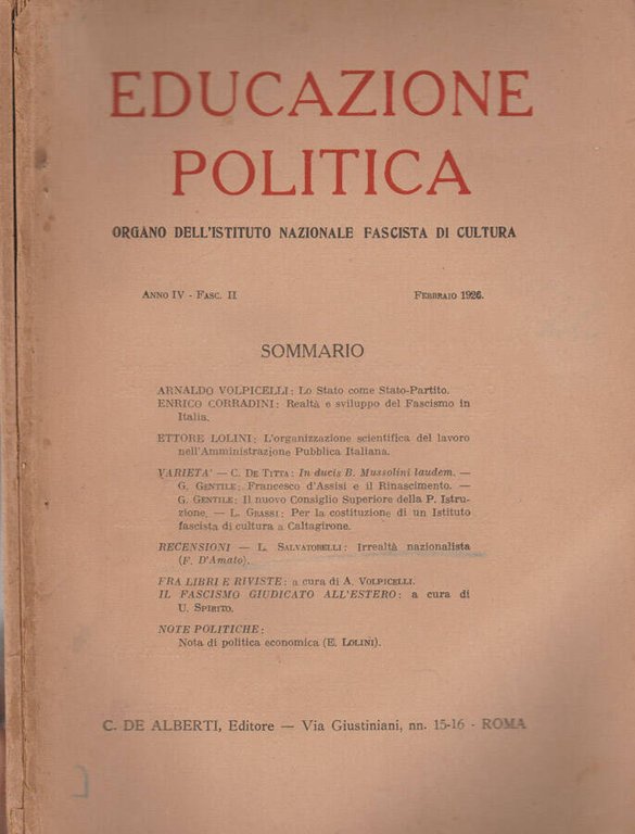 Educazione politica - Anno IV - Fasc. II, XI-XII - …