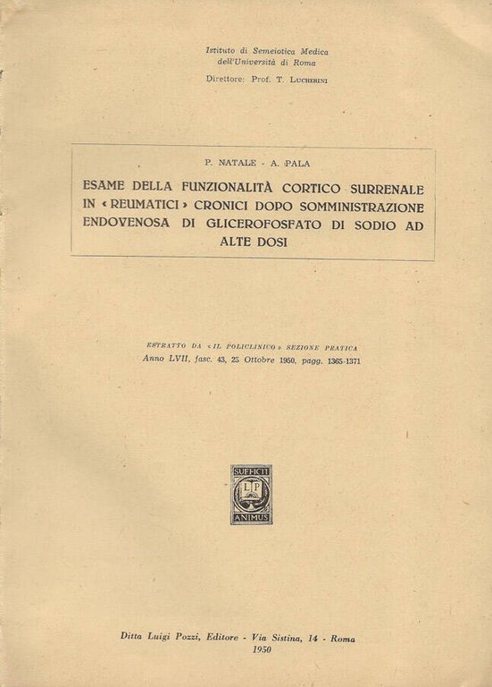 Esame della funzionalità cortico surrenale in "reumatici" cronici dopo somministrazione …