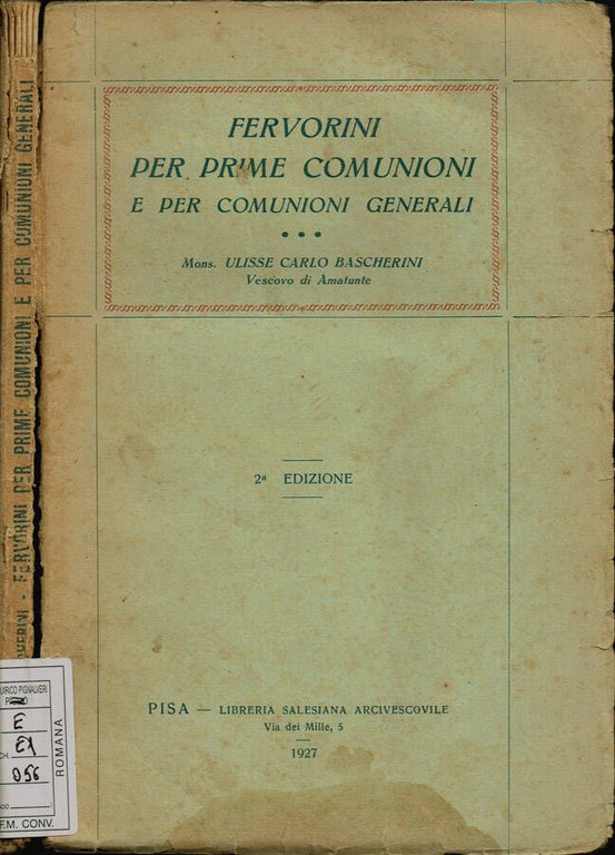 Fervorini per Prime Comunioni e per Comunioni Generali