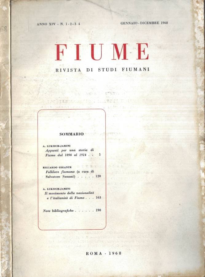 Fiume Anno XIV n. 1 - 2 - 3 - … | Immagine principale