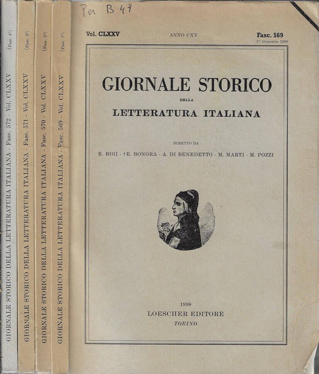 Giornale storico della letteratura italiana volume CLXXV 1998 Fasc. 569, …
