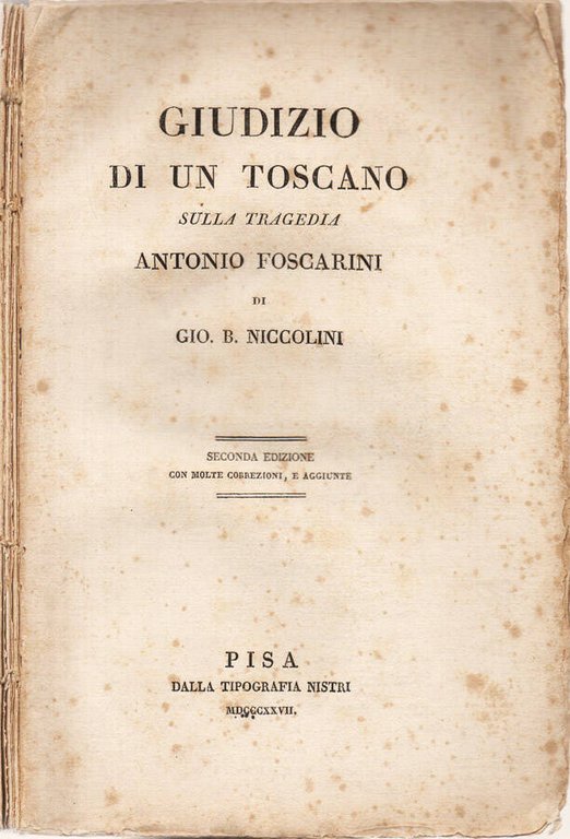 Giudizio di un toscano sulla tragedia Antonio Foscarini