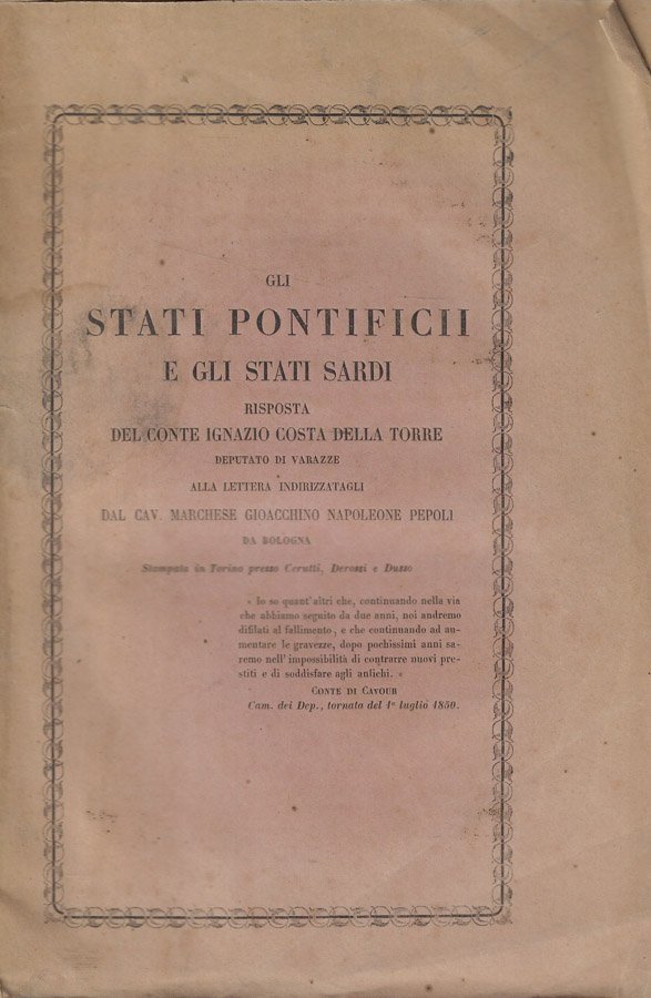 Gli Stati Pontificii e gli Stati Sardi