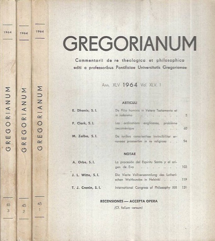 Gregorianum Anno 1964 Vol. XLV 1-2-3 | Immagine Gallery 2