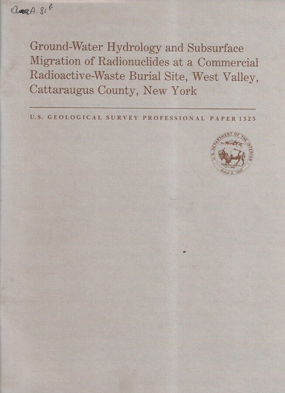 Ground-water hydrology and subsurgace migration of radionuclides at a commercial …