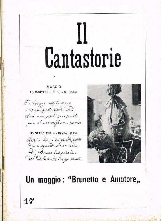 Il Cantastorie. Rivista quadrimestrale di tradizioni popolari. Nuova serie, n.17, …