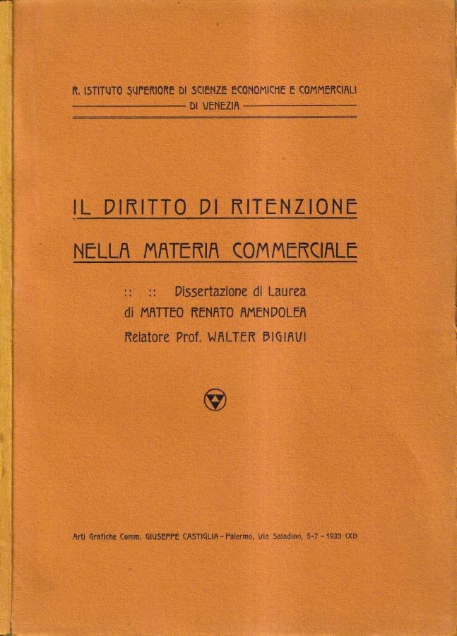 Il diritto di ritenzione nella materia commerciale