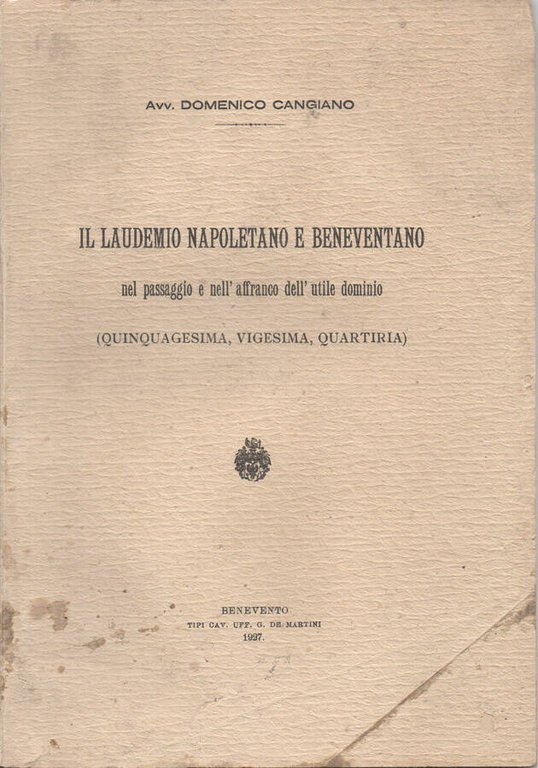 Il laudemio napoletano e beneventano.