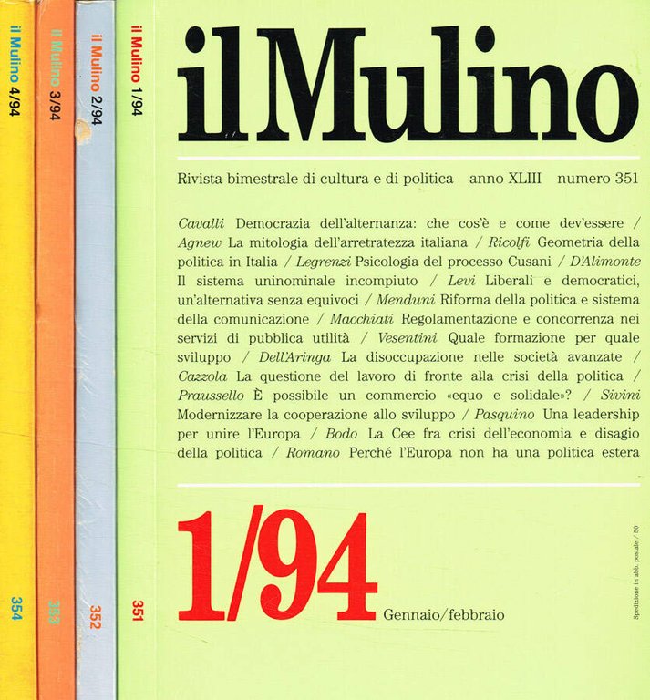 Il Mulino. Rivista bimestrale di cultura e politica. Anno XLIII …