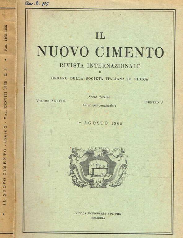 Il nuovo cimento. Rivista internazionale e organo della società italiana …