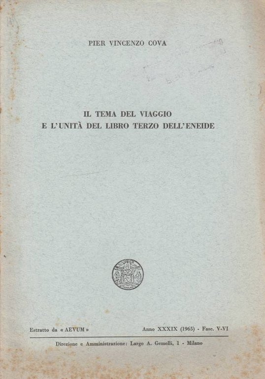 Il tema del viaggio e l'unità del libro terzo dell'Eneide