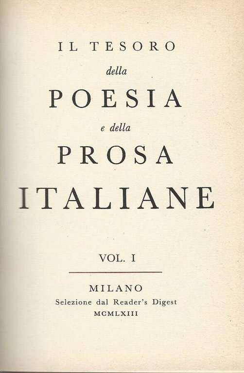 IL TESORO DELLA POESIA E DELLA PROSA ITALIANE