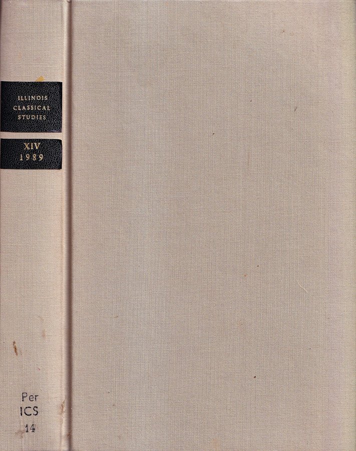 Illinois classical studies, volume XIV, anno 1989