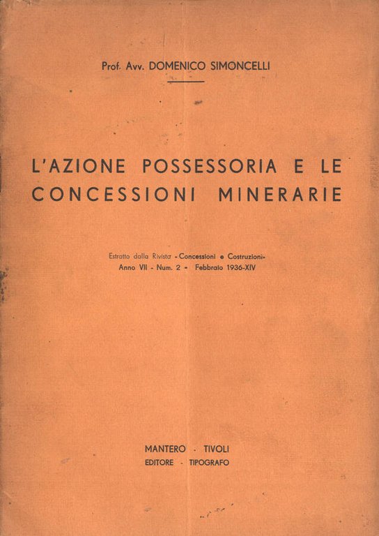 L' azione possessoria e le concessioni minerarie