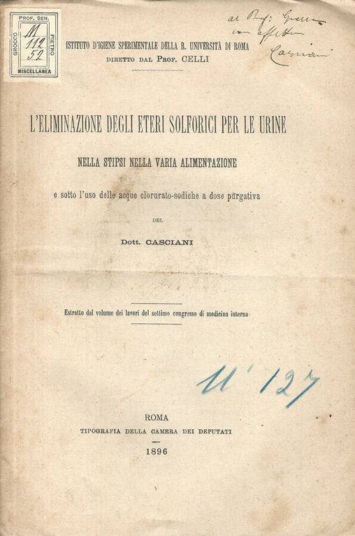 L'eliminazione degli eteri solforici per le urine nella stipsi nella …